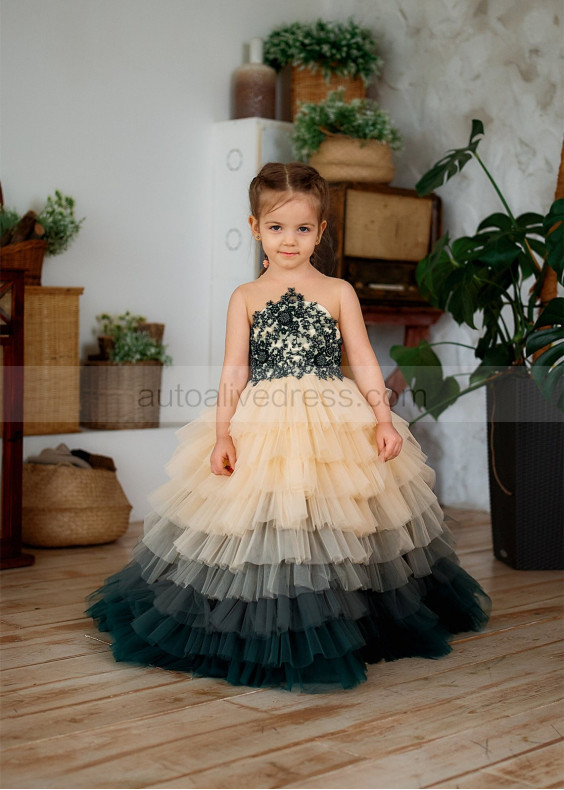 Elegant Beaded Lace Tulle Flower Girl Dress